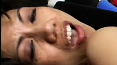 Naughty Asian lady blows a big dick and gets her wet pussy banged deep