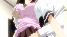 Anime school girl drools as she gets fucked and has her tits groped