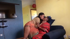 Ebony lesbian fucks her married black GF
