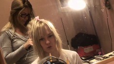 Blonde starlet loves being filmed while she's getting her hair done
