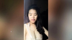 Vietnam Brunette Bares Her Big Boobs To Play With Them