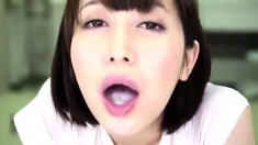 POV video with a hot Japanese slut getting facial