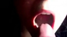 She takes the load in her mouth and swallows it all
