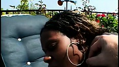 Horny black babe becomes an instrument of pleasure for white dicks