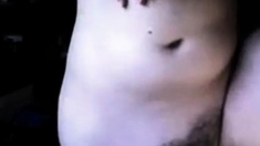 Big tits and hairy bush shown via webcam